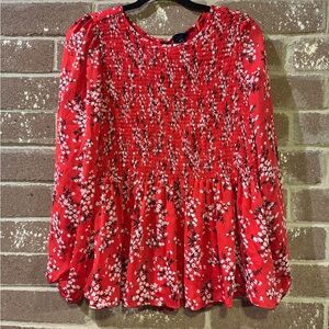 Scoop NYC Red Floral Blouse